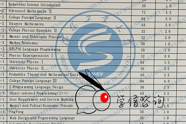 沈阳工业大学英文成绩单